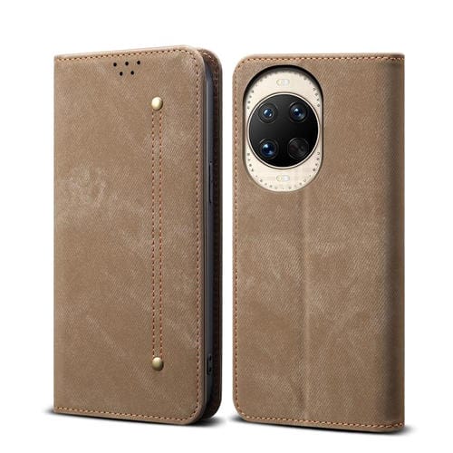 Funda de cuero con textura vaquera para Huawei Nova 14 Ultra (caqui)