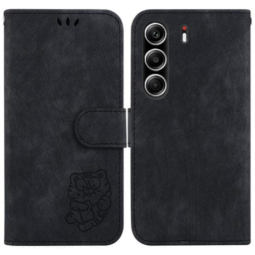 Funda de piel con relieve de tigre para Tecno Camon 40 Pro 4G (negra)