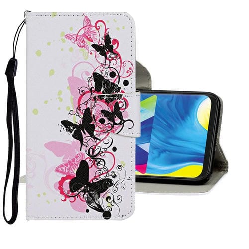Estuche de Cuero Abatible Horizontal Samsung Galaxy A40 con Soporte Ranuras para Tarjetas y Billetera (Mariposa)