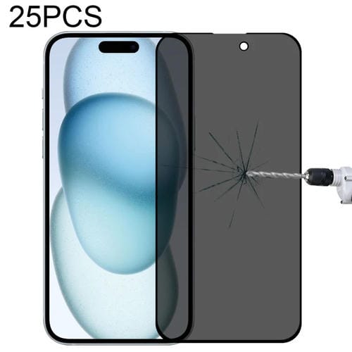 Película de Vidrio Templado iPhone 15 Pro 15 Antiespía Pantalla Seda Cubierta Completa (25 Piezas) - MOVILSTORE