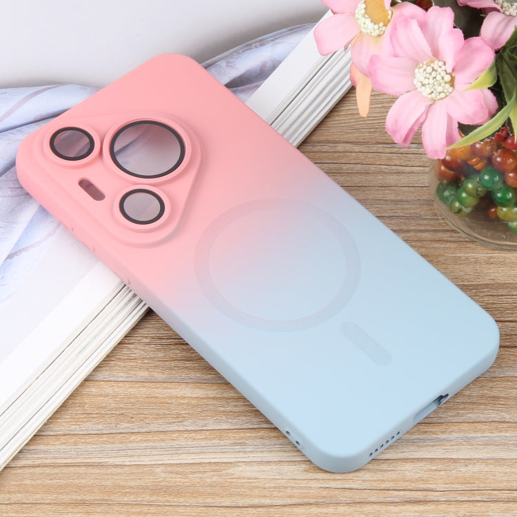 Funda para Teléfono Huawei Pura 70 Pro Silicona Líquida Degradado y Magsafe (Rosa y Azul)