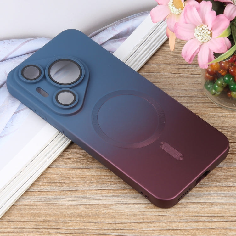 Funda para Teléfono Huawei Pura 70 Silicona Líquida Degradado y Magsafe (Azul y Morado)