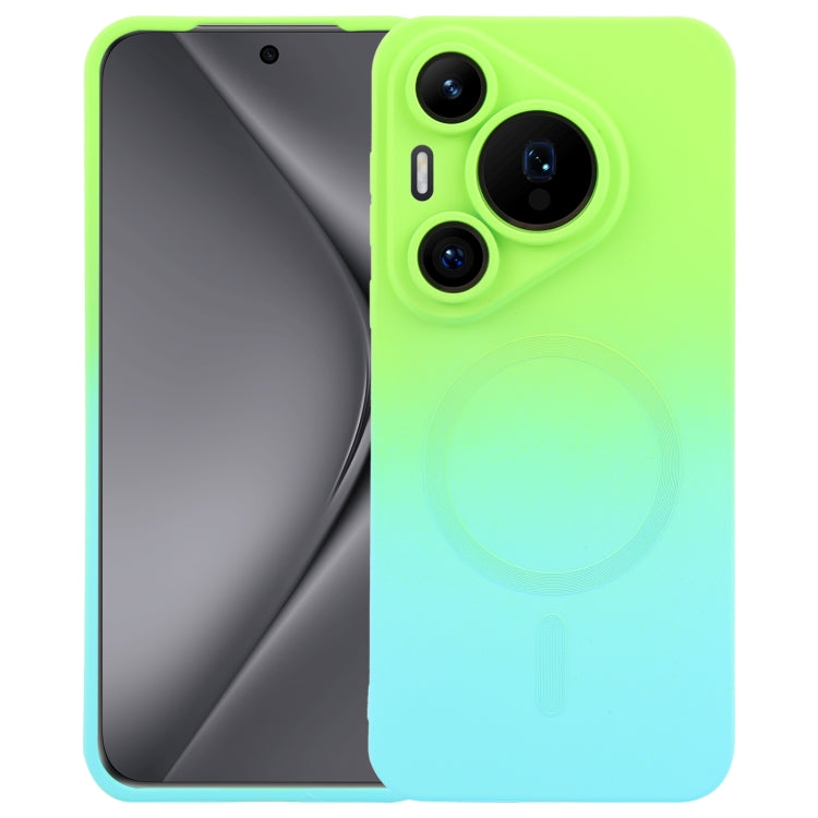 Funda para Teléfono Huawei Pura 70 de Silicona Líquida con Degradado y Magsafe (Azul Cian)