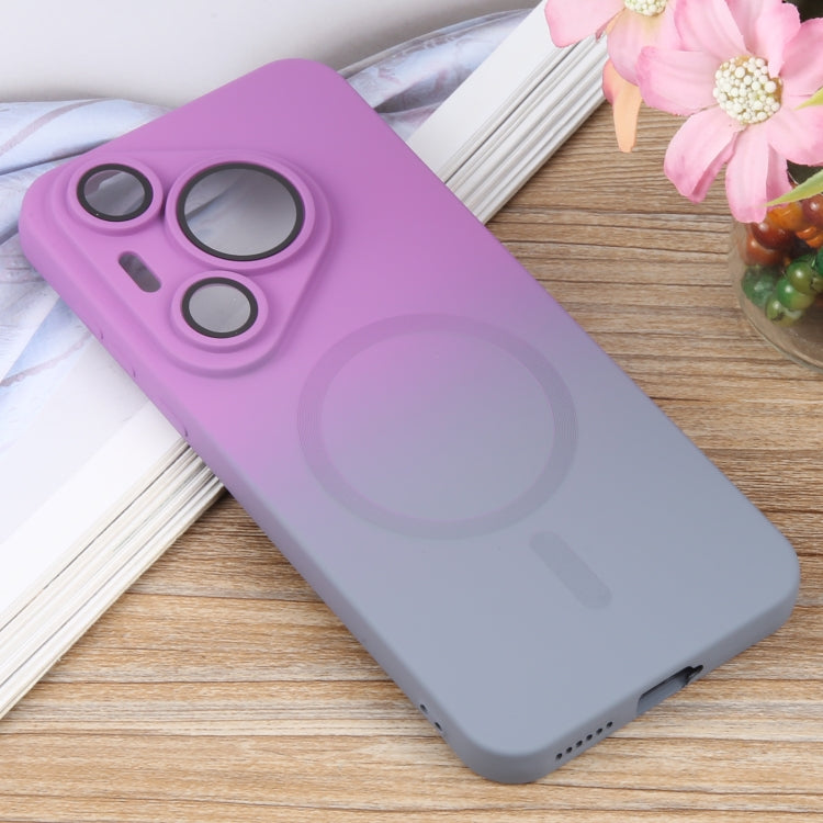 Funda para Teléfono Huawei Pura 70 de Silicona Líquida con Degradado y Magsafe (Morado y Gris)