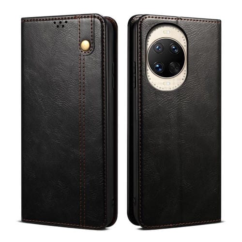 Funda de cuero con textura Crazy Horse y cera de aceite para Huawei Nova 14 (negra)