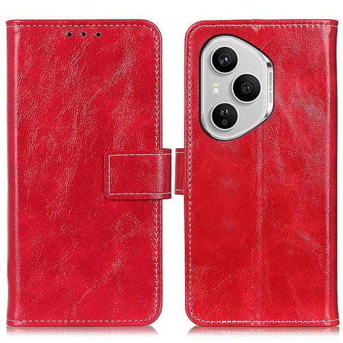 Funda de cuero con tapa para Honor 400 Pro Global (160,8 mm), diseño retro de caballo loco (rojo)