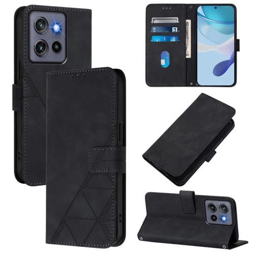 Funda de Cuero con Tapa y Relieve 3D para Motorola Moto G Stylus 5G (2025) (Negra)