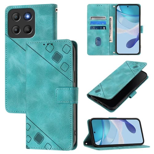Funda de Piel con Relieve para Teléfono Motorola Moto G15 (Verde)