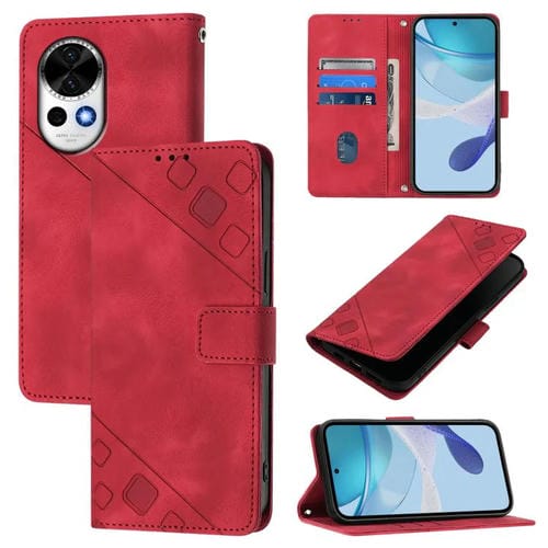 Funda de Piel con Relieve para Huawei Nova 13 y Nova 12 (Roja)
