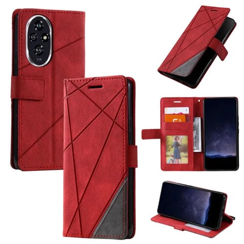 Funda de Cuero con Textura de Piel Sintética para Honor 200 5G (Rojo)