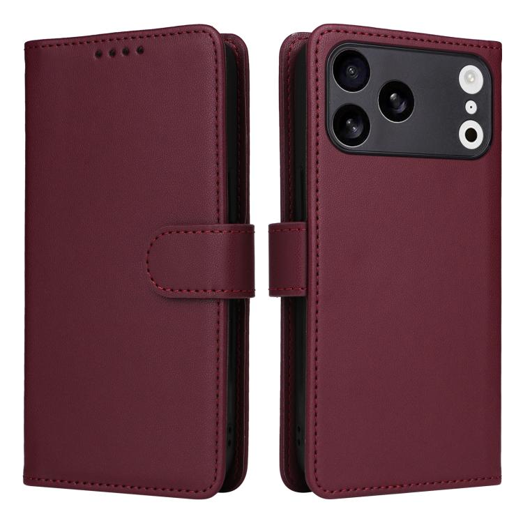 BETOPNICE BN-005 - Funda 2 en 1 desmontable de piel sintética para iPhone 17 Pro Max (rojo vino)