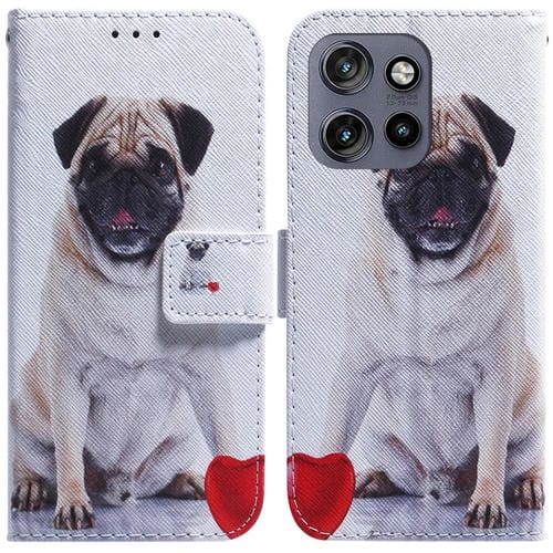 Funda de Cuero con Tapa y Dibujo a Color para Motorola Edge 50 Neo 5G (Pug)