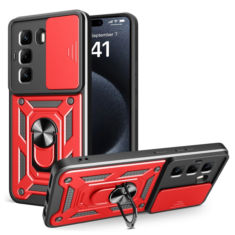 Funda para Teléfono Infinix Hot 50 Pro 4G con Cámara Deslizante TPU y PC (Roja)