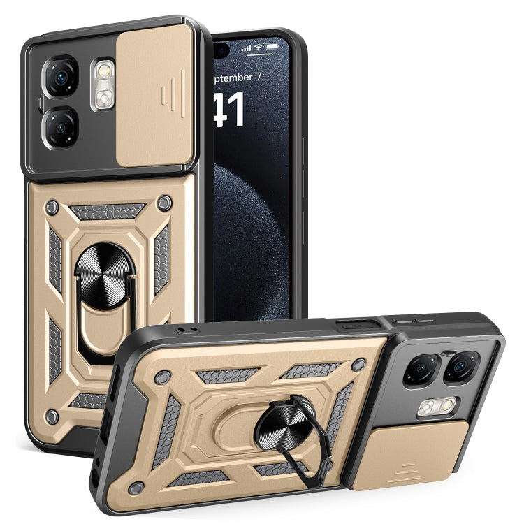 Funda para Teléfono Infinix Smart 9 Hot 50I TPU+PC Cubierta Deslizante Cámara (Dorada)