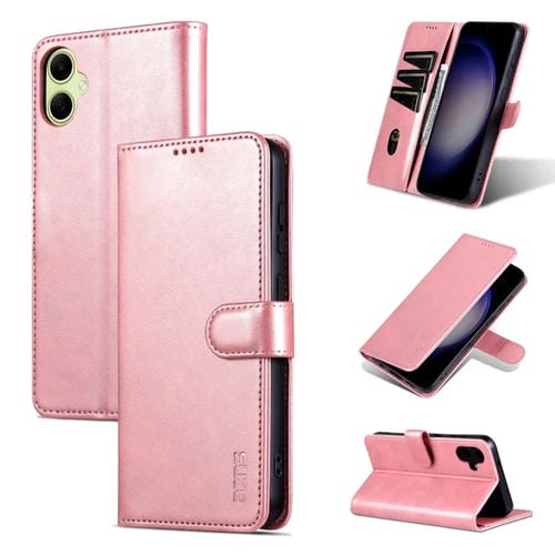 Funda para Teléfono Samsung Galaxy A05 Azns Skin Feel Calf Texture Cuero con Tapa (Oro Rosa)