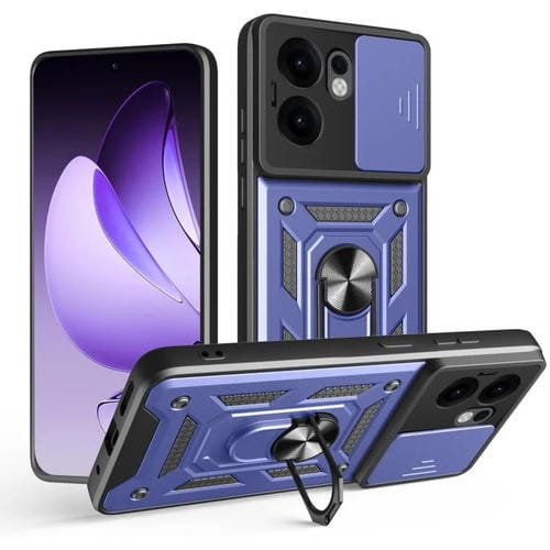 Funda Híbrida de TPU y PC con Diseño de Cámara Deslizante para Oppo Reno13 F 4G/5G (Azul)