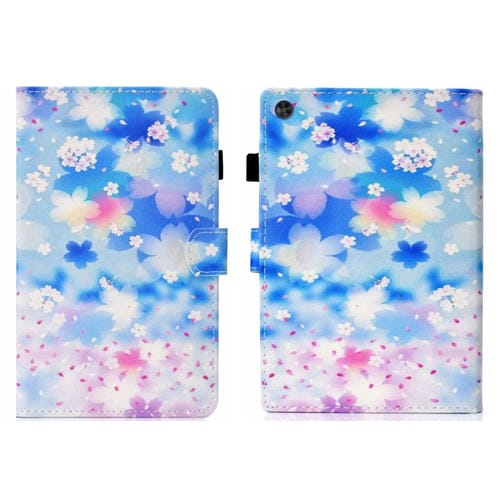 Funda para Samsung Galaxy Tab A9 de PU con Dibujo Coloreado y Costura con Función de Suspensión (Lluvia de Pétalos)