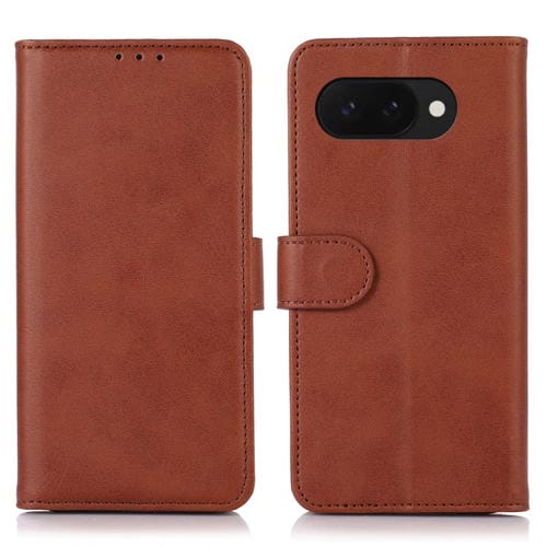 Funda de Cuero con Tapa y Textura de Vaca para Google Pixel 9A (Marrón)