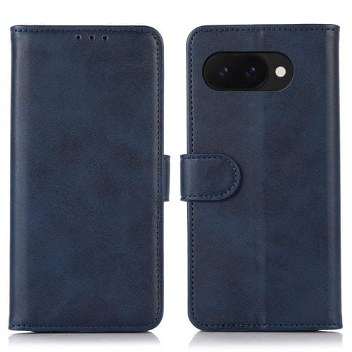 Funda de Cuero con Tapa y Textura de Vaca para Google Pixel 9A (Azul)