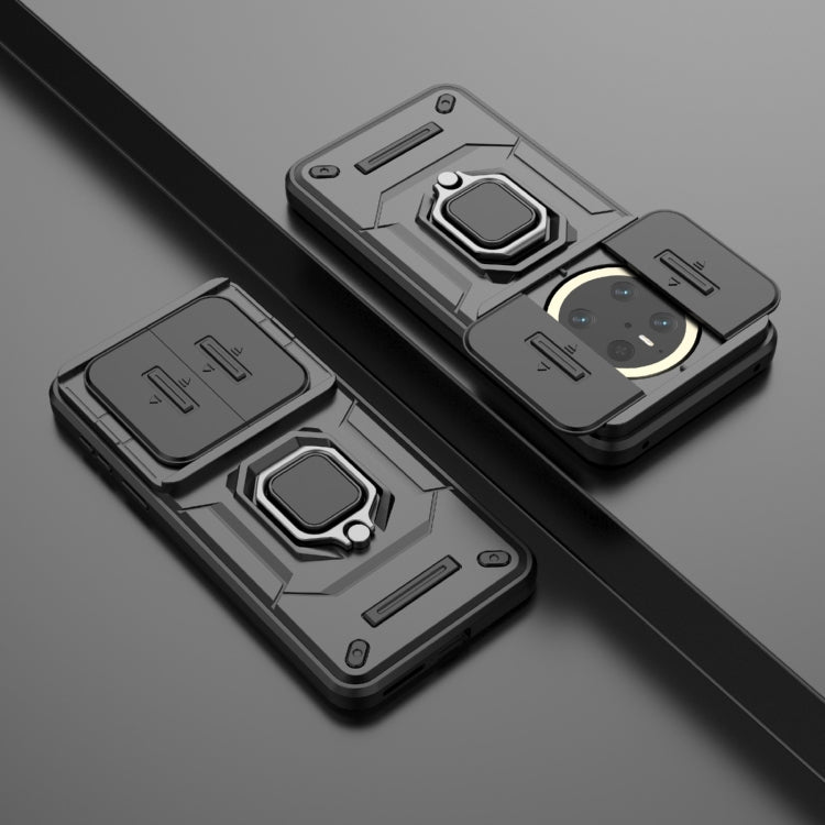 Funda para Teléfono Huawei Mate 70 5G con Soporte y Carcasa Deslizante TPU y PC (Negro)