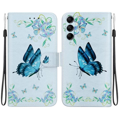 Funda para Teléfono Samsung Galaxy M34 F34 5G Cuero Dibujo Coloreado Textura Cristal (Pensamientos Azules)