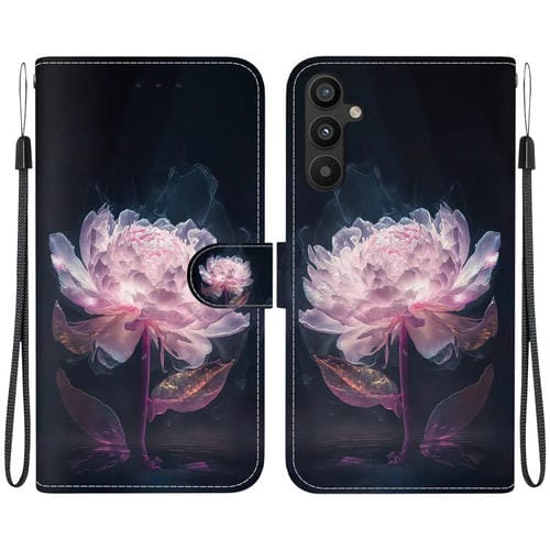Funda para Teléfono Samsung Galaxy A54 5G Cuero Dibujo Coloreado Textura Cristal (Peonía Púrpura)