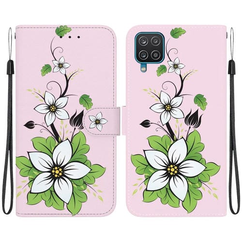 Funda para Teléfono Samsung Galaxy A22 4G Cuero Dibujo Coloreado Textura de Cristal (Lirio)
