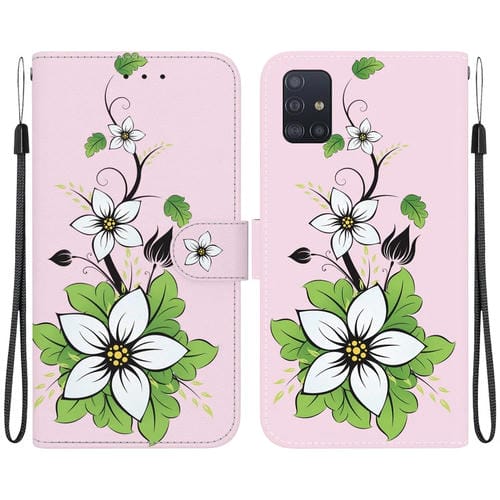 Funda para Teléfono Samsung Galaxy A71 5G Cuero Dibujo Coloreado Textura de Cristal (Lirio)