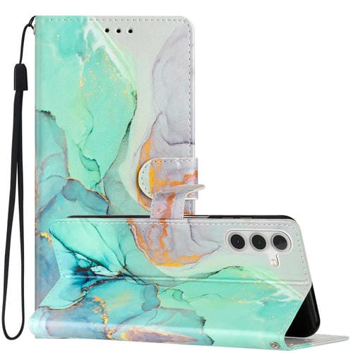 Funda de Cuero Samsung Galaxy A05S Dibujo Coloreado Mármol Verde