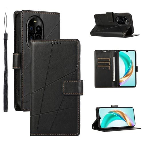 Funda para Teléfono Huawei Nova 13 Pro Cuero Genuino PU con Líneas en Relieve (Negro)