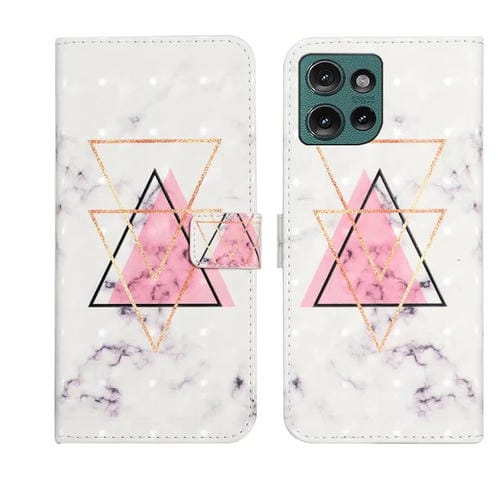 Funda de Cuero con Dibujo 3D en Relieve Aceite para Motorola Edge 50 5G (Mármol Triangular)