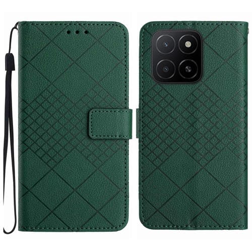 Funda de Cuero para Honor X5B 4G y X5B Plus 4G con Textura de Cuadrícula Rómbica (Verde)