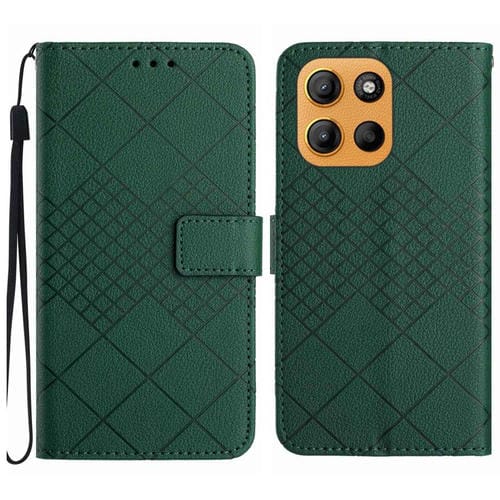 Funda de Cuero con Textura de Cuadrícula Rómbica para Motorola Moto G Stylus 5G (2025) (Verde)