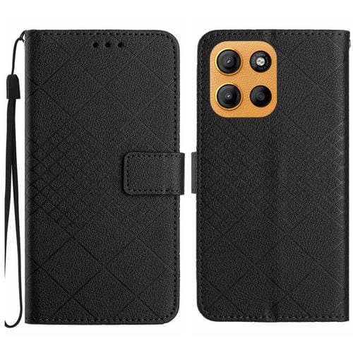 Funda de Cuero con Textura de Cuadrícula Rómbica para Motorola Moto G Stylus 5G (2025) (Negra)