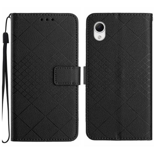 Funda de Cuero Samsung Galaxy A23 5G Jp Textura Rejilla Rómbica (Negro)