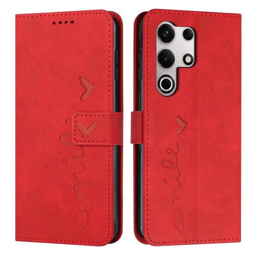 Funda de Piel con Relieve de Corazón y Cordón Largo para Itel S25 Ultra (Rojo)