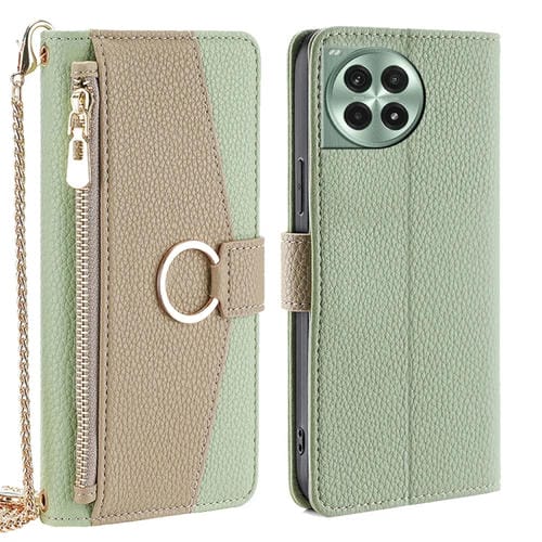 Funda de Cuero con Textura de Lichi para OnePlus Ace 3 Pro 5G (Verde)