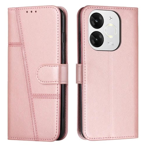 Funda de Cuero Textura Becerro con Costuras para Teléfono Itel A80 (Rosa)