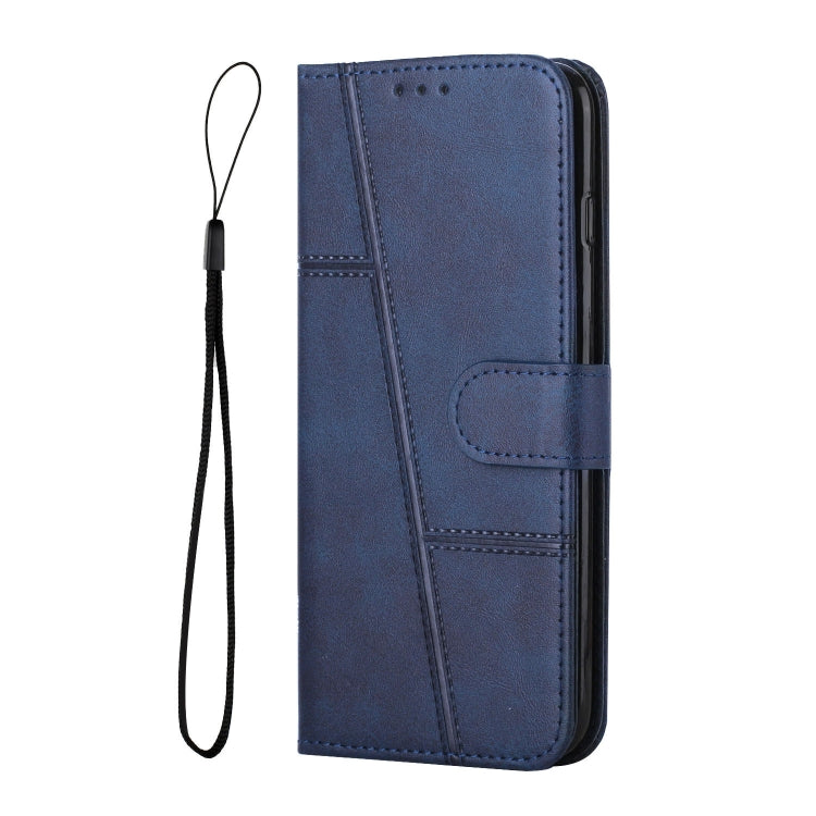 Funda de Cuero Textura Becerro con Costuras para Teléfono Itel A80 (Azul)