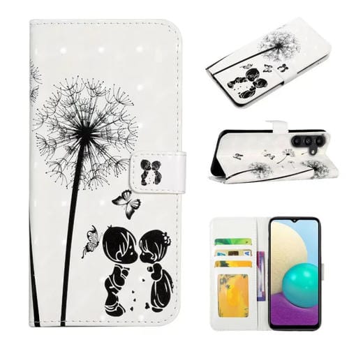 Funda para Teléfono Samsung Galaxy A35 5G Cuero Dibujo 3D Relieve al Óleo (Pareja de Diente de León)