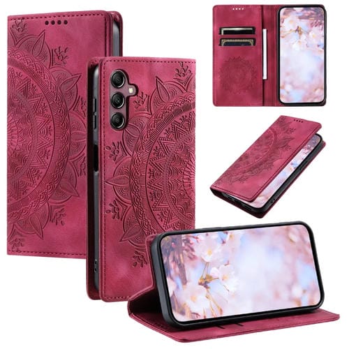 Funda de Cuero Magnética Totem para Samsung Galaxy A05S (Rojo)