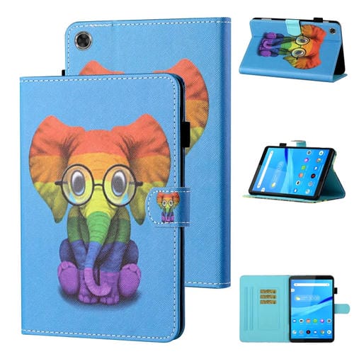 Funda para Tablet Samsung Galaxy Tab A9 Cuero Inteligente con Costuras y Dibujos (Elefante Colorido)