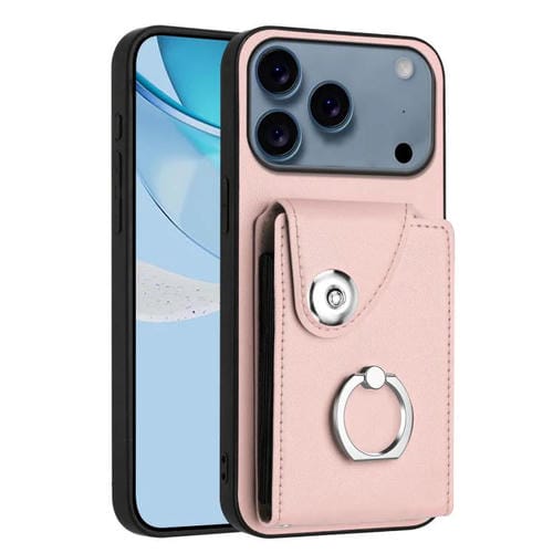 Funda para iPhone 17 Pro Max con tarjetero y anillo (rosa)