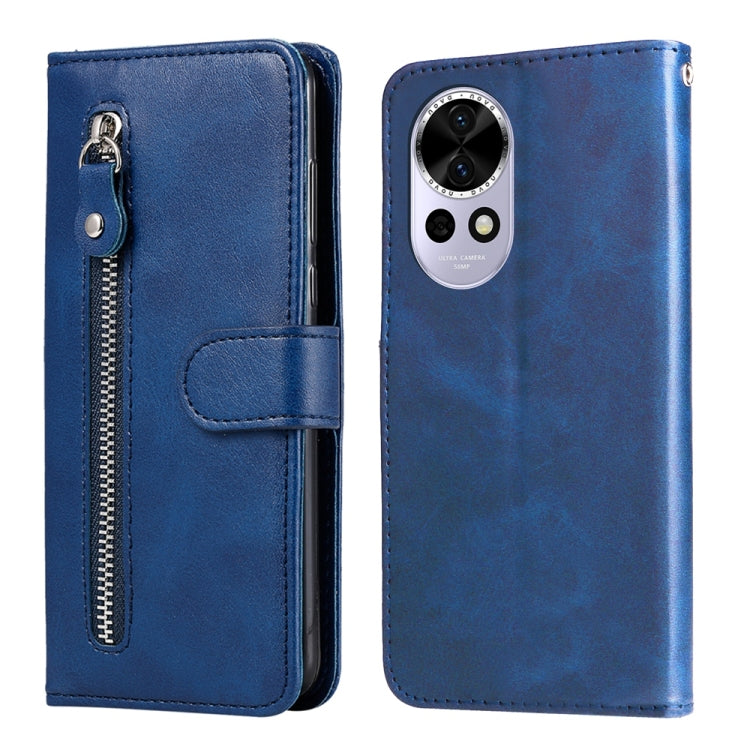 Funda de Piel con Cremallera y Textura de Becerro para Huawei Nova 13/Nova 12 (Azul)
