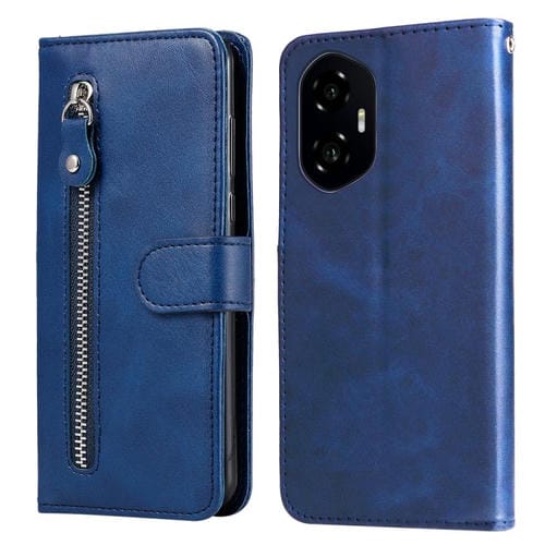 Funda de Piel Textura Becerro con Cremallera para Honor 300 (Azul)