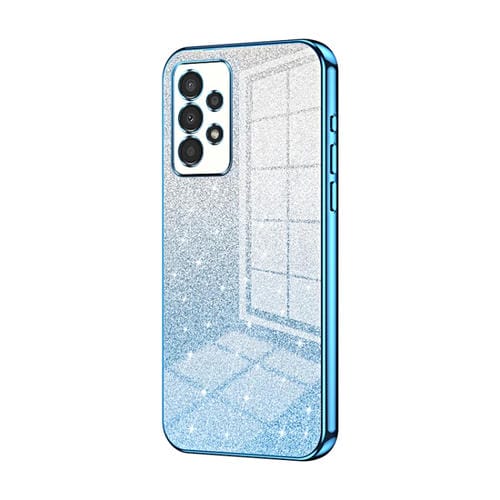 Estuche para Teléfono Samsung Galaxy A13 4G Galvanizado con Polvo de Brillo Degradado (Azul)