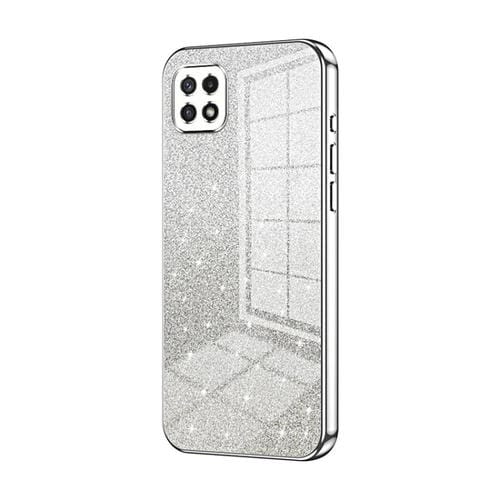 Estuche para Teléfono Samsung Galaxy A22 5G A22S Galvanizado con Polvo de Brillo Degradado (Plateado)
