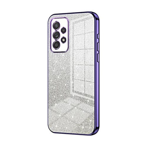 Estuche para Teléfono Samsung Galaxy A52 5G Galvanizado con Polvo de Brillo Degradado (Púrpura)