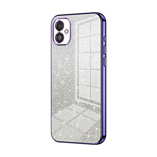 Estuche para Teléfono Samsung Galaxy F14 5G Galvanizado con Polvo de Brillo Degradado (Púrpura)