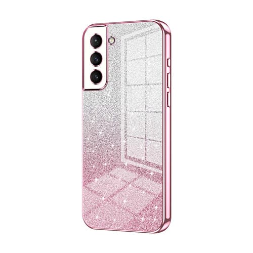 Estuche para teléfono Samsung Galaxy S21 5G galvanizado con polvo de brillo degradado (Rosa)